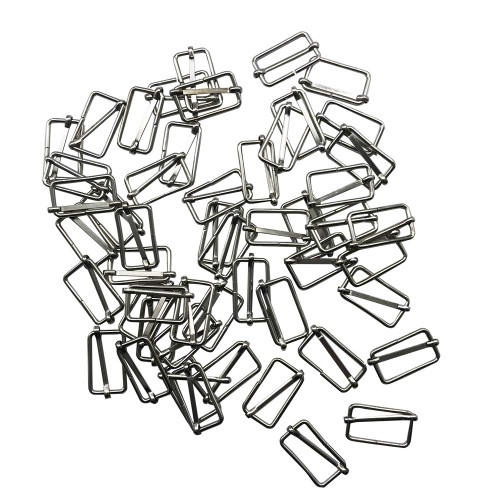 50pcs Slide Buckle,Metal Triglide Slides Rectangle Adjustable Webbing Slider for Fasteners,Strap,Backpack Accessories Silver (20mm) PT324