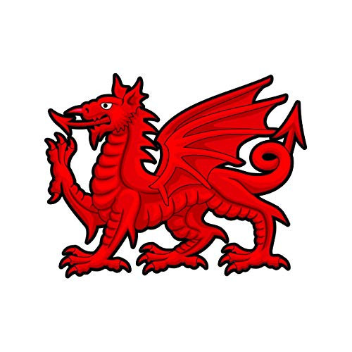 Welsh Dragon Sticker Decal Self Adhesive Wales red Dragon UK Welsh Logo Y Ddraig Goch 1.25" Wide