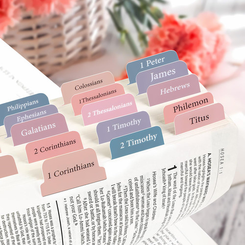 Creechwa Bible Tabs for Study, Laminated Bible Tabs for Women, Easy-Apply and Large Print, Bible Index Tabs Suit for Old and New Bible Testament, Blank Tabs Included, Rose