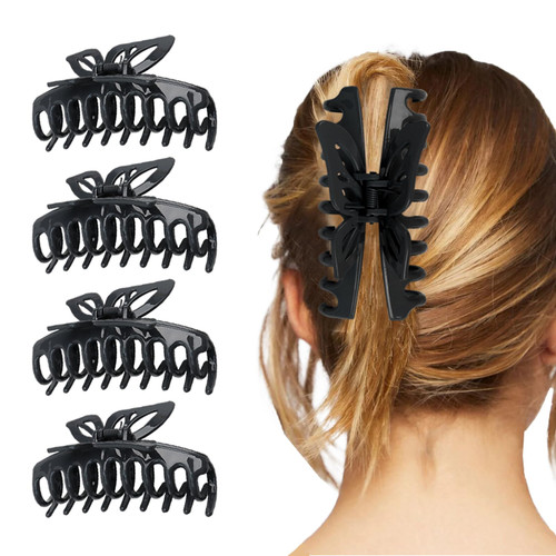 4 Pack Black Hair Clips for Women, 90s Butterfly Hair Claw Clips for Thick Hair Non-slip Clips for Hair Jumbo Hair Claws, Banana Clips Butterfly Hair Accessories for Women 4 Pack Black Hair Clips for Women, 90s Butterfly Hair Claw Clips for Thick Hair Non-slip Clips for Hair Jumbo Hair Claws, Banana Clips Butterfly Hair Accessories for Women