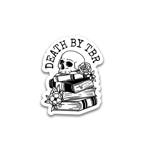 (3pcs) Death by TBR Sticker, Book Lover Sticker, Book Nerd Sticker, Bookish Sticker, Skull Sticker, Funny Skull Stickers, Kindle Stickers, Reading Stickers, Bookish Stickers, Bookish Water