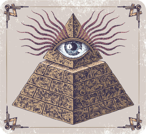 Hand Drawn All Seeing Eye Illuminati Pyramid Brown Black Grey White Vinyl Decal Sticker Two in One Pack (4 Inches Wide)