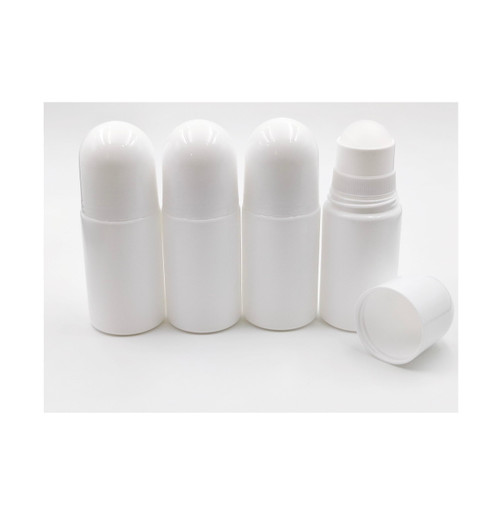 4Packs 1.7oz /50mL Roll-on Bottles Empty Refillable Roller Bottle Leak-Proof White Plastic Anti-perspirant Roller Ball Perfume Bottles for DIY Deodorants, Essential Oils, and Fragrances