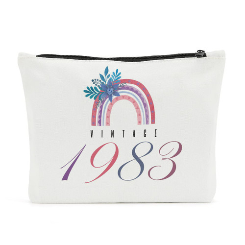 40th Birthday Gifts Women Makeup Bag 40th Birthday Gifts for 40 Year Old Women Boho Rainbow Decor Stuff Gifts for Female Women Her Mom Wife Aunt Best Friends Sister Nurse Colleague Vintage 1983