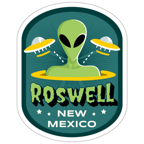 Roswell Sticker New Mexico Camping Souvenir Decal Vinyl Small Waterproof for Water Bottle Mug Passport Book Scrapbook Notebook Laptop Tumbler Skateboard Computer Phone Size 4" Funny Gift