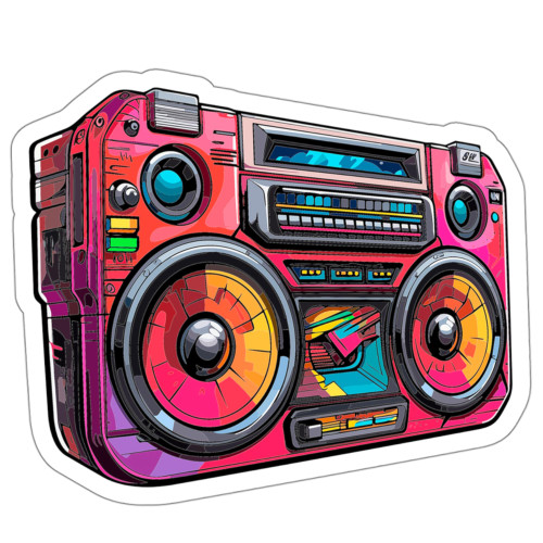 Boom Box Sticker Camp Souvenir Decal Vinyl Small Waterproof for Water Bottle Mug Passport Book Scrapbook Notebook Laptop Tumbler Skateboard Computer Phone Size 4" Funny Gift