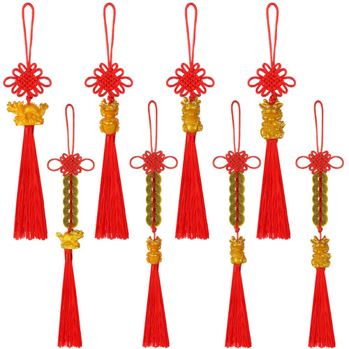 8 Pieces 2024 Year of Dragon Hanging Pendant Dragon Tassel Chinese Knot Gold Dragon Mascot Charms Ornament Chinese Feng Shui Coins for New Year Home Car Decoration for Wealth Success Good Luck 8 Pieces 2024 Year of Dragon Hanging Pendant Dragon Tassel Chinese Knot Gold Dragon Mascot Charms Ornament Chinese Feng Shui Coins for New Year Home Car Decoration for Wealth Success Good Luck