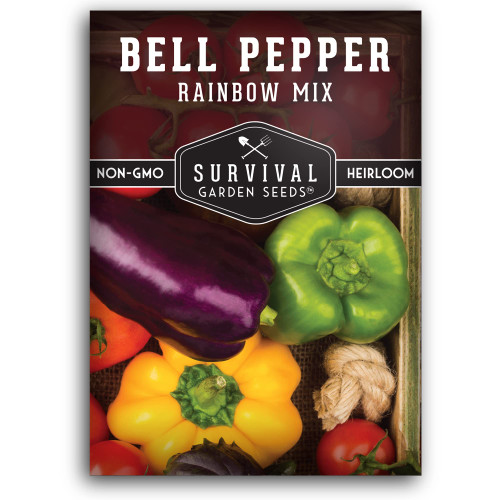 Survival Garden Seeds - Rainbow Bell Pepper Seed Mix for Planting - Packet with Instructions to Plant and Grow Delicious Sweet Peppers in Your Home Vegetable Garden - Non-GMO Heirloom Varieties