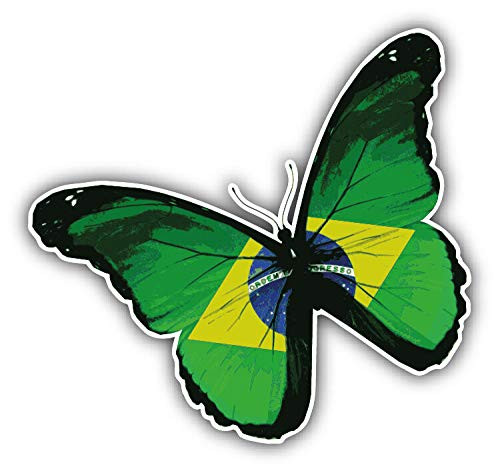 Brazil Flag Butterfly Vinyl Decal Sticker Waterproof Car Decal Bumper Sticker 5"