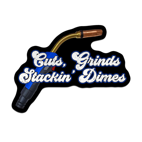 Cuts Grinds Stackin Dimes Weld Sticker Blue Collar Welder Die-Cut Waterproof Vinyl Stickers for Hard Hat Laptop Water Bottle Phone Case Cars Decal Merchandise