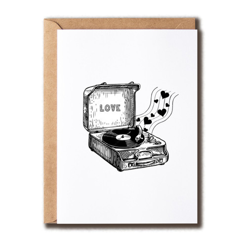 Love Card - Love Letterpress Card - Valentine Greeting Card - Romantic Love Song Card - Record Card For Him Her