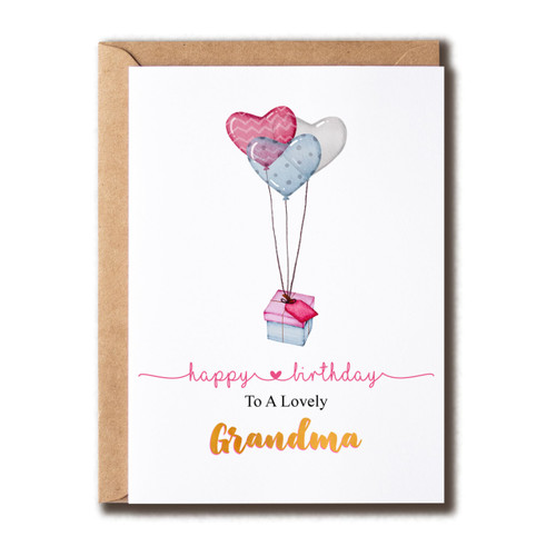 Lovely Grandma Card - Happy Birthday To A Lovely Grandma Card - Heart Ballon Card - Happy Birthday Card - Card For Her Lovely Grandma Card - Happy Birthday To A Lovely Grandma Card - Heart Ballon Card - Happy Birthday Card - Card For Her