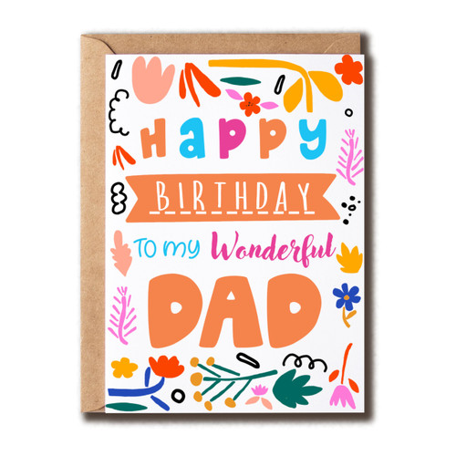 My Wonderful Dad Card - Mineral Floral Card - Dad Birthday Card - Dad Bday Congrats Card - Funny Bday Card For Dad