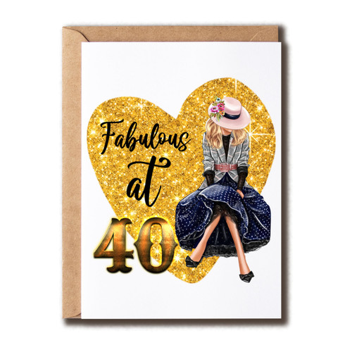 Fabulous At 40 Card - Funny 40th Birthday Card - Special Age 40th Card - 40 Years Congratulations Card - Gift For Girls
