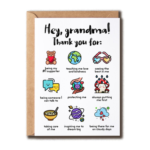 Grandma Thank You Card - Grandma Appreciation Card - Grandma Birthday Greeting Card - Cute Card - Sweet Card For Grandma Grandma Thank You Card - Grandma Appreciation Card - Grandma Birthday Greeting Card - Cute Card - Sweet Card For Grandma