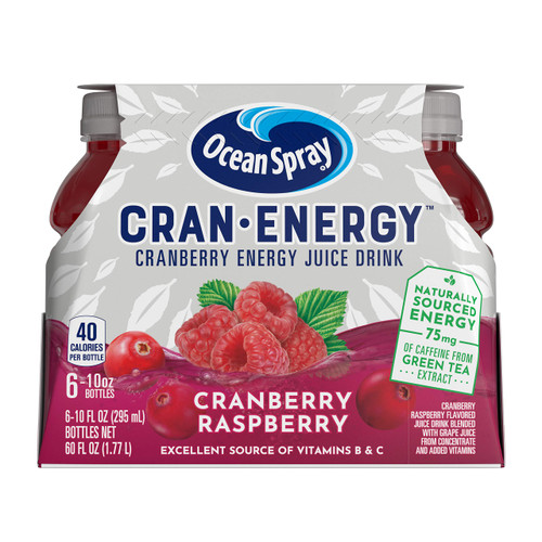 , Cran-Energy Cranberry Raspberry Energy Juice Drink, 10 Fl Oz Bottles, 6 Ct