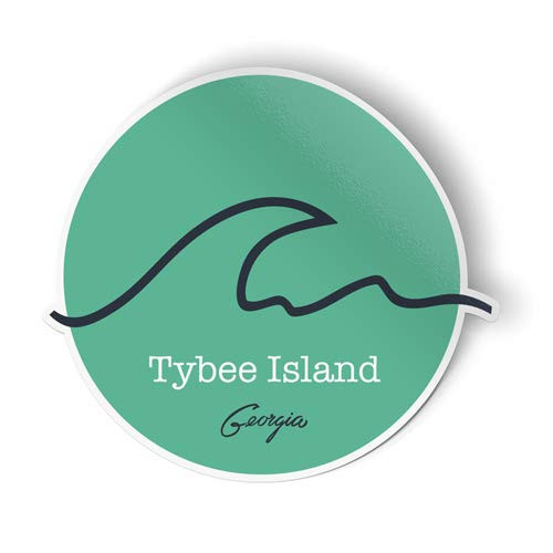 Tybee Island Georgia Wave - Vinyl Sticker Decal for Phone, Laptop, Water Bottle (2.5" high)