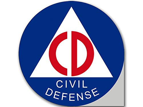 4x4 inch Round Civil Defense Logo Sticker - Bumper Seal Insignia cd civilians us Vinyl Decal Sticker Car Waterproof Car Decal Bumper Sticker