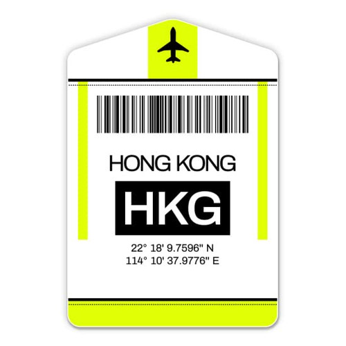 Hong Kong Airport Code HKG Luggage Tag Style - Vinyl Sticker Decal for Phone, Laptop, Water Bottle (3" high)