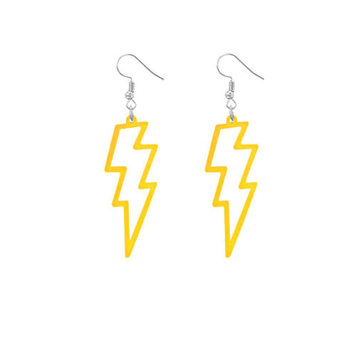 80s Neon Earrings Halloween Lightning Earrings Retro Acrylic Drop Dangle for Women 80's Party (dark yellow)