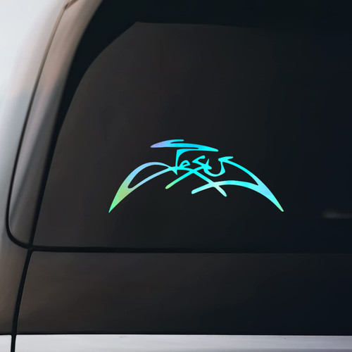 Tribal Jesus Sticker Vinyl Decal Notebook Car Window Laptop 8" x 3" | Holographic |