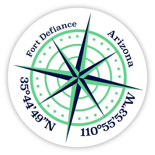 Fort Defiance Arizona 4-Inch Vinyl Decal Sticker Latitude Longitude Compass Design