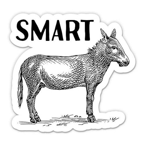 Smart Ass Sticker - 5" Laptop Sticker - Waterproof Vinyl for Car, Phone, Water Bottle - Funny Smart Donkey Decal