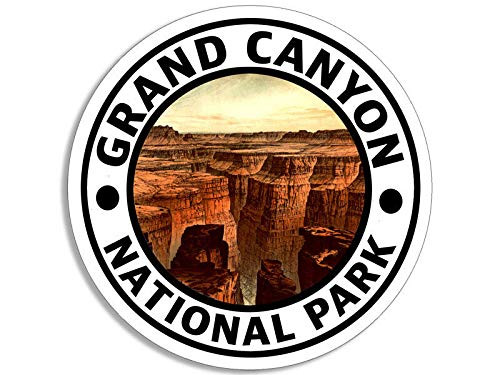 4x4 inch Round Grand Canyon National Park Sticker - Arizona Camp Hike Travel rv Vinyl Decal Sticker Car Waterproof Car Decal Bumper Sticker