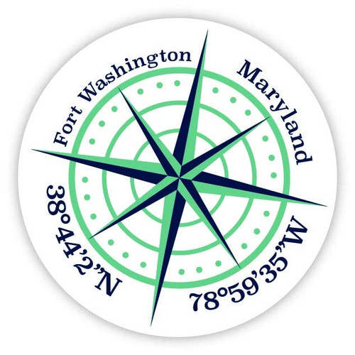 Fort Washington Maryland 4-Inch Vinyl Decal Sticker Latitude Longitude Compass Design