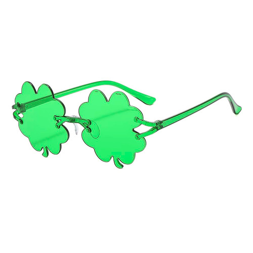 St. Patrick's Day Irish Shamrock Sunglasses for Women Men Green Lucky Leprechaun Costume Fashion Rimless Glasses