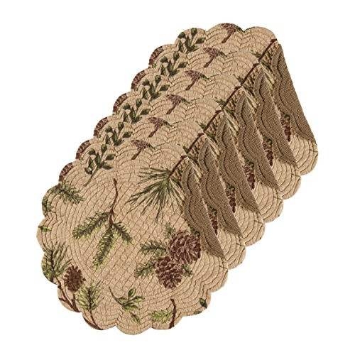 Woodland Retreat 17" Round Quilted Placemat Set of 6