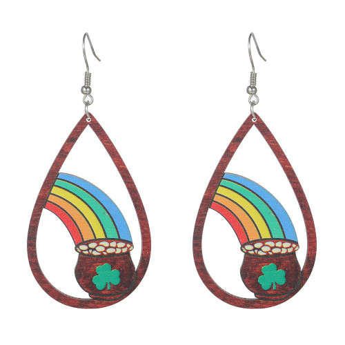 St Patrick's Day Wooden Earrings Irish Shamrock Dangle Earrings Green Clover Hat Horseshoe Drop Earrings Good Luck Jewelry-Rainbow St Patrick's Day Wooden Earrings Irish Shamrock Dangle Earrings Green Clover Hat Horseshoe Drop Earrings Good Luck Jewelry-Rainbow
