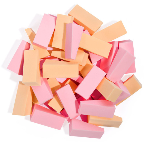 48 Pcs Makeup Sponge Wedge Shaped Blender, Mini Applicator Wedges, Non-Latex Cosmetic Puff, Cosmetic Wedges Beauty Blender Sponges, For Foundation Liquid Cream - Pink&Beige