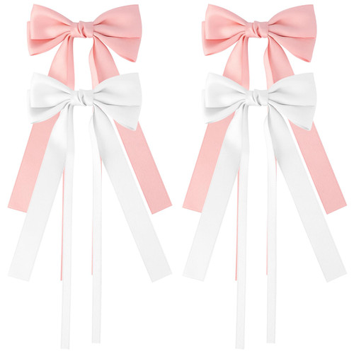 4Pcs Hair Bows for Women, Big Satin Bow Hair Clips Hair Barrettes for Girl, Women's Bow Ribbons for Hair, Long Hair Ribbons for Women Coquette Accessories, Cute Aesthetic Accessories(Pink White) 4Pcs Hair Bows for Women, Big Satin Bow Hair Clips Hair Barrettes for Girl, Women's Bow Ribbons for Hair, Long Hair Ribbons for Women Coquette Accessories, Cute Aesthetic Accessories(Pink White)
