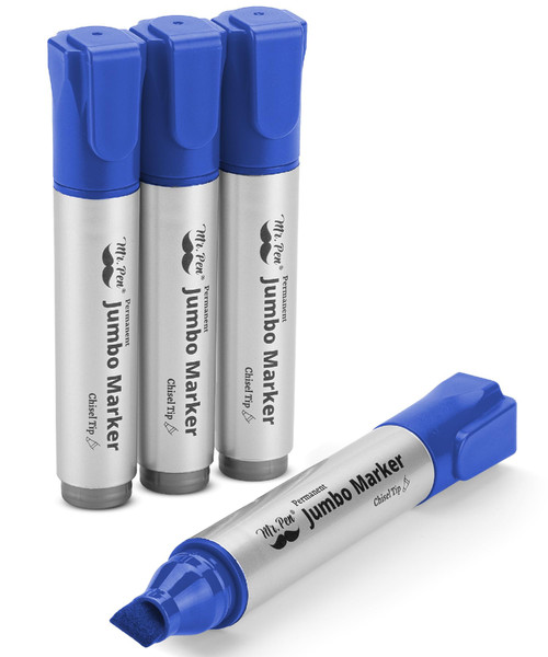 - Jumbo Permanent Markers, 4 Pack, Blue, Chisel Tip, Large Permanent Markers, Color Permanent Markers Set, Jumbo Markers, Permanent Markers, Huge Poster Markers Jumbo, Thick Markers