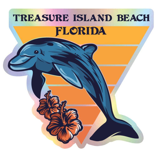 Treasure Island Beach Florida Holographic Beach Souvenir 2-Inch Vinyl Decal Sticker 2 Inch
