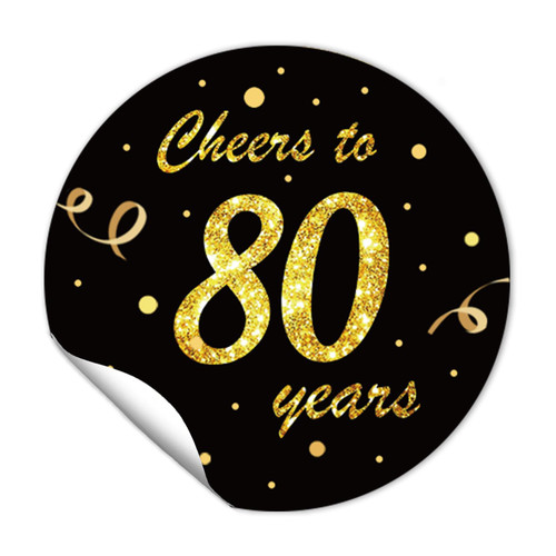1.5 Inch Round 80th Birthday Stickers?80 Pieces?Black Gold Cheers to 80 Years Stickers 80th Birthday Party Favor Stickers Adhesive Stickers 80th Anniversary Party Decorations Supplies 1.5 Inch Round 80th Birthday Stickers?80 Pieces?Black Gold Cheers to 80 Years Stickers 80th Birthday Party Favor Stickers Adhesive Stickers 80th Anniversary Party Decorations Supplies