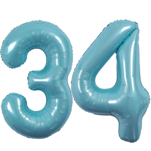 40 Inch Giant Macaron Blue Number 34 Balloon, Helium Mylar Foil Number Balloons for Birthday Party, 34th Birthday Decorations for kids and adults, 34 Year Anniversary Party Decorations Supplies
