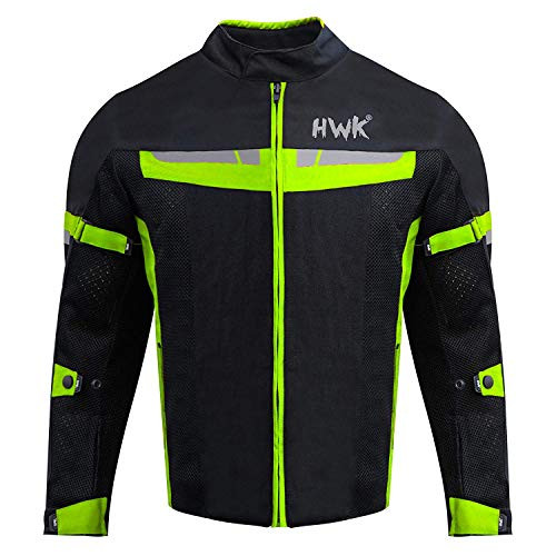 HWK Mesh Motorcycle Jacket Riding Air Motorbike Jacket Biker CE Armored Breathable (XXX-Large, Green)