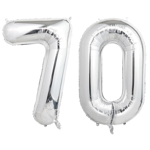 40 Inch Silver 70 Number Balloons, Giant Jumbo Helium Mylar Foil Silver Number Balloons for Birthday, Silver Mylar Digital Balloons for 70th Birthday, Anniversary Party Decorations Supplies