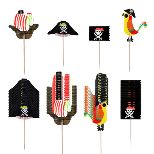72 PCS Pirate Cake Cupcake Toppers Nautical Cupcake Toppers Ship Cake Topper for Boy's Birthday Party Baby Shower Theme Decorations 72 PCS Pirate Cake Cupcake Toppers Nautical Cupcake Toppers Ship Cake Topper for Boy's Birthday Party Baby Shower Theme Decorations