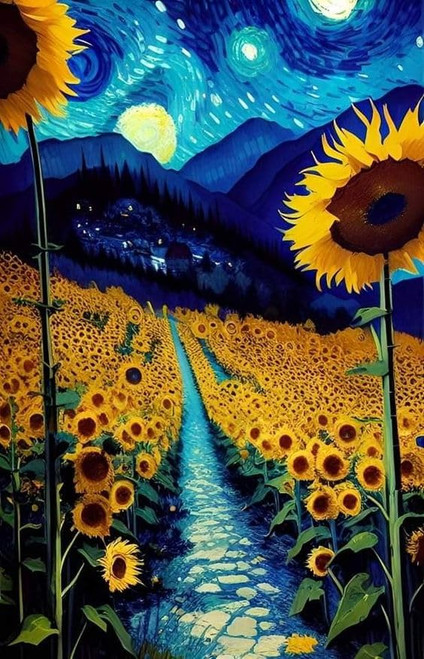 DIY Sunflower Diamond Painting Kits for Adults, 5D Diamond Art Painting for Beginners, Full Round Drill Paint with Diamonds Pictures Gem Art for Wall Home Decor Arts Craft 12x16inch