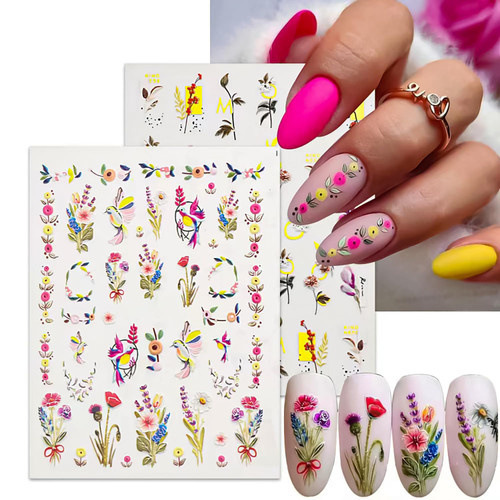 6 Sheets Nail Art Stickers 5D Stereoscopic Embossed Flowers Bird Butterfly Pattern Self-Adhesive Nail Decals Acrylic Luxurious Stickers DIY Nail Art Design for Women and Girl 6 Sheets Nail Art Stickers 5D Stereoscopic Embossed Flowers Bird Butterfly Pattern Self-Adhesive Nail Decals Acrylic Luxurious Stickers DIY Nail Art Design for Women and Girl