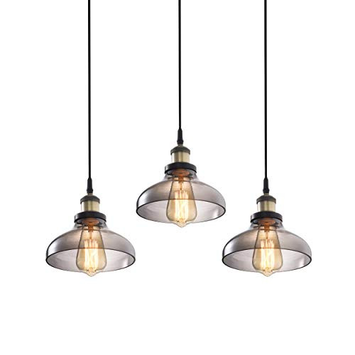 Pack of 3, 1-Light Glass Pendant Hanging Light, Morden Style Glass Shade Light Fixture (No Bulb Included)