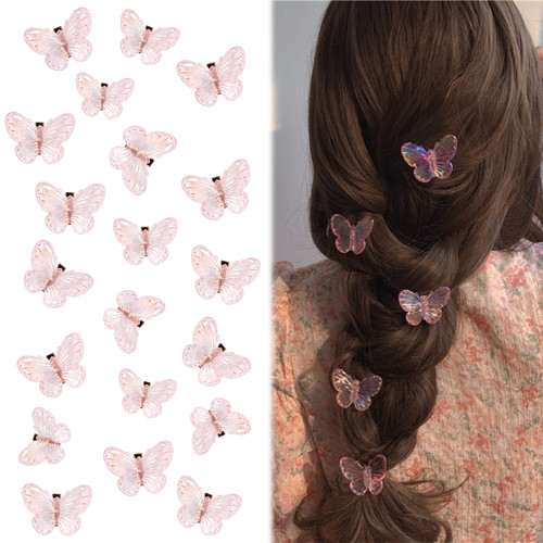 Butterfly Clips for Girls,20 Pcs Pink Hair Clips for Women, Pretty Mini Butterfly Hair Clips for Girls and Women,Glitter Fairy Small Hair Clips,Cute y2k Accessories Clear Clips