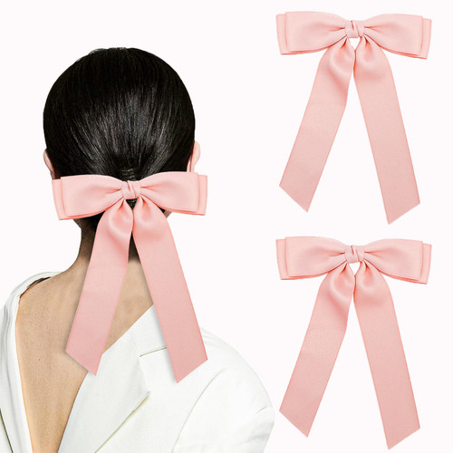 2Pcs Pink Hair Bows Hair Ribbons for Women & Girls, Cute Satin Bows for Women, Hair Bow Clips for Women Girl's Hair Accessories, Women's Ribbons for Hair 2Pcs Pink Hair Bows Hair Ribbons for Women & Girls, Cute Satin Bows for Women, Hair Bow Clips for Women Girl's Hair Accessories, Women's Ribbons for Hair