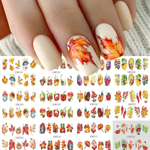 12PCS Fall Nail Art Stickers Maple Leaves Nail Art Water Decals Transfer Nail Supplies Autumn Maple Leaves Pumpkin Design Sticker for Women Acrylic Nail Maple Leaf Thanksgiving Decorations 12PCS Fall Nail Art Stickers Maple Leaves Nail Art Water Decals Transfer Nail Supplies Autumn Maple Leaves Pumpkin Design Sticker for Women Acrylic Nail Maple Leaf Thanksgiving Decorations