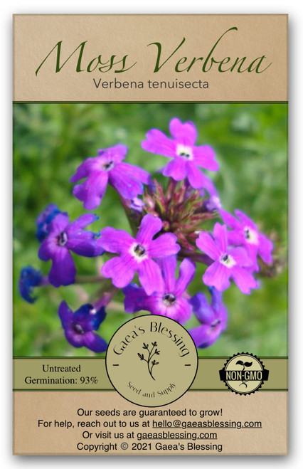 Seeds - Moss Verbena Seeds - Non-GMO Seeds with Easy to Follow Planting Instructions - Open-Pollinated Heirloom Flower Seeds (Verbena tenuisecta), 93% Germination Rate