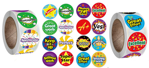 1000 Teacher Reward Stickers Motivational Children Preschool Teacher Stickers School Reward Round Stickers Motivational Stickers 1 inch 2 Rolls 16 Style Labels (Reward Stickers)