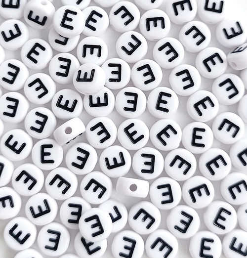 100PCS Letter Beads,4X7mm Acrylic White Round Alphabet Beads Vowel Letter E Beads for Jewelry Making Bracelets Necklaces Making 100PCS Letter Beads,4X7mm Acrylic White Round Alphabet Beads Vowel Letter E Beads for Jewelry Making Bracelets Necklaces Making